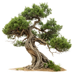 Twisted juniper bonsai tree isolated on transparent background