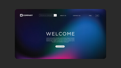 Modern welcome page design with vibrant color gradient for website or app landing page