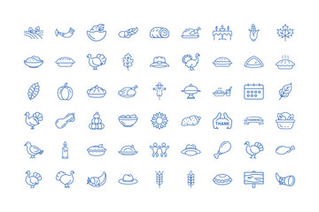Vector art of thanksgiving icons set isolated on white background
