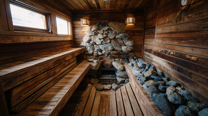 Cozy Wood-Heated Sauna Retreat: Experience Warmth, Authentic Finnish Relaxation, Natural Stone Heater, and Invigorating Steam for Ultimate Wellbeing
