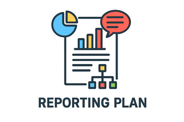 Business reporting plan with charts and diagrams in flat design reporting plan diagram