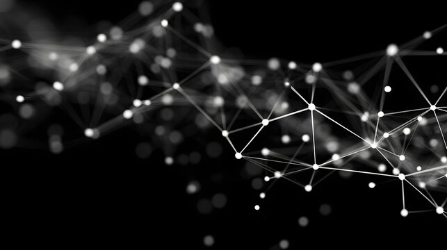Polygonal science background with connecting dots and lines. Digital data visualization.