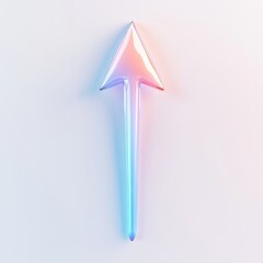 A holographic arrow pointing upwards, signifying progress, growth, and positive direction, isolated on white background