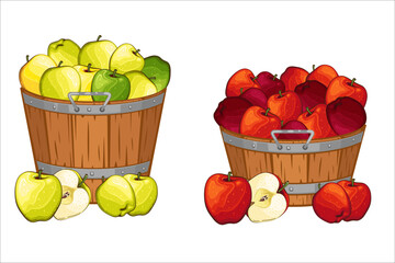 Wooden Boxes with fruits. Wooden crates with fruits. Fruits in wooden boxes illustration. Farm, storage, delivery. Organic market. Harvest and agriculture concept. Farmers market. Organic packaging
