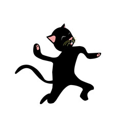 black cat jumping