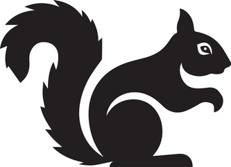 silhouette Style Vector Squirrel Logo Icon &ndash; Minimal Forest Animal Symbol for Nature, Wildlife, Eco-Friendly Branding, Monochrome Nut-Loving Rodent Graphic Design for Print, Web, and Merchandise