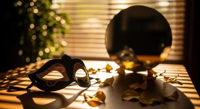 Mysterious Masquerade Ball Under Golden Light