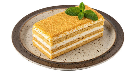 Isolated Layered Honey Cake Slice