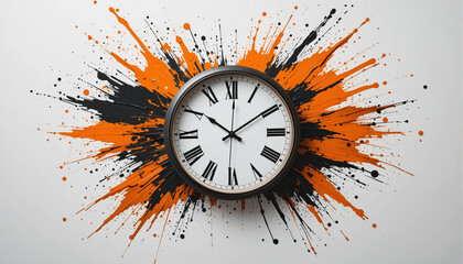 Artistic Wall Clock with Paint Splash Background
