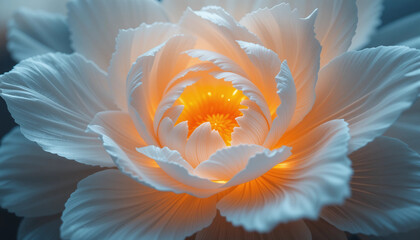Glowing White Lotus Flower with Soft Lighting and Dark Background