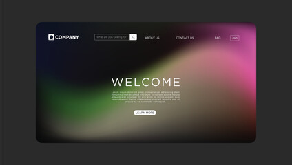 Modern welcome landing page design for company websites with vibrant gradient background aesthetic