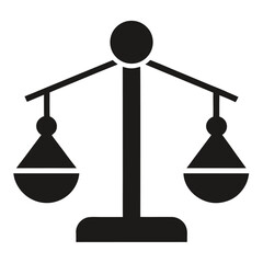 Equality in weight black and white vector icon on white background.