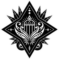Black and white mandala design with floral and geometric patterns, symmetrical vector illustration, perfect for tattoos or decorative art