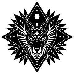 Black and white mandala design with floral and geometric patterns, symmetrical vector illustration, perfect for tattoos or decorative art