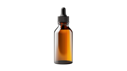 Amber glass dropper bottle with black cap, perfect for essential oils, serums, or tinctures.