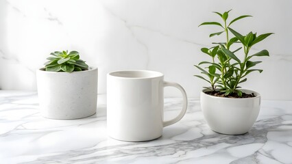 Green plant growing in a white pot isolated on a white background