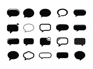 Set of Black and White Speech Bubbles