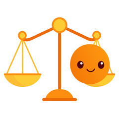 Unbalance orange color scales vector icon on white background.
