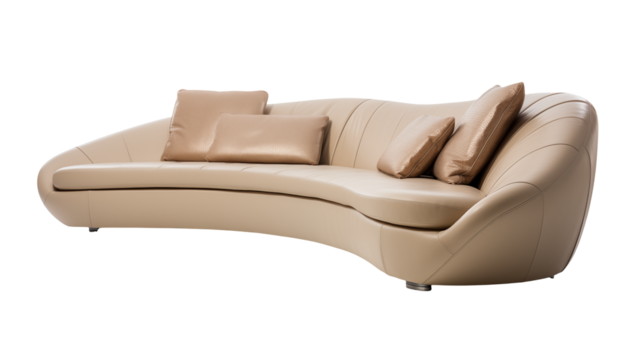 Elegant cream leather sofa with plush accent pillows offers sophisticated comfort and modern style for luxurious interiors.