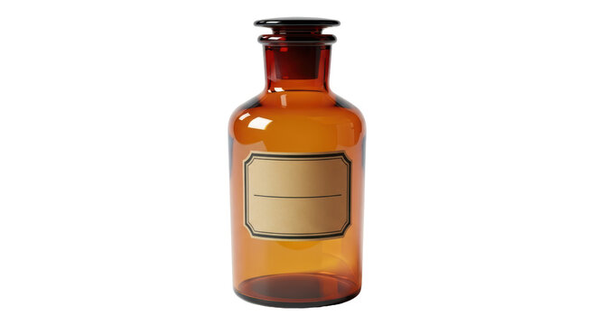 Isolated Vintage Amber Glass Bottle - Powered by Adobe