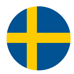 Sweden flag icon, Round sweden flag icon, Round sweden flag vector icon isolated, sweden flag button.