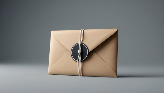 Wrapped package or parcel with brown paper and string tied around it.