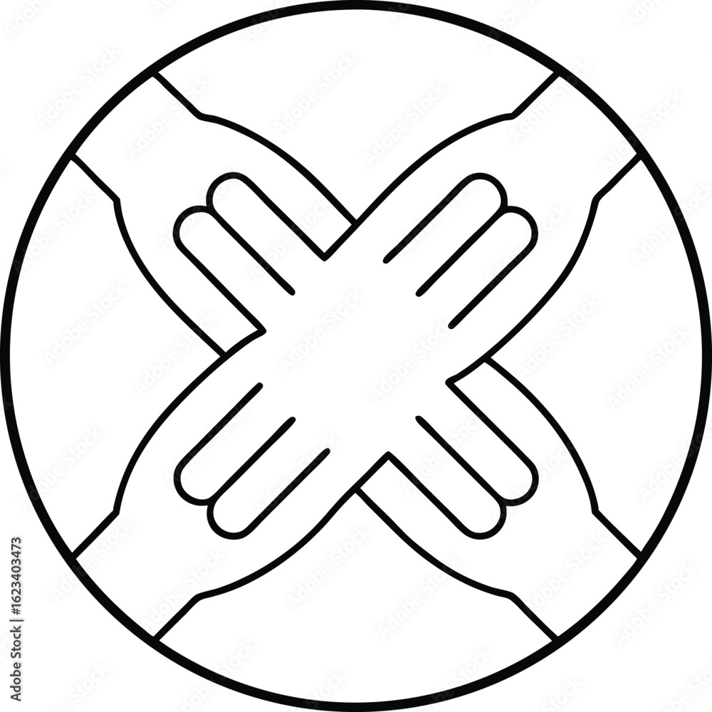 Poster circle of interlocking hands symbolizing unity and teamwork isolated on transparent background