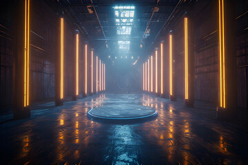 3d render of abstract background, corridor, tunnel, virtual reality space
