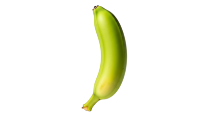 Unripe green banana isolated on transparent background, ready for cooking