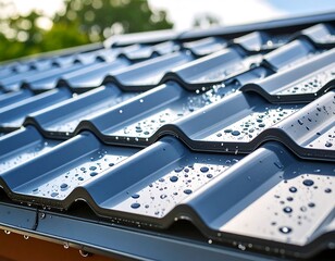 Fototapeta premium Roof tiles with water droplets