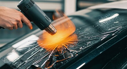 Applying windscreen tint with a heat gun to stretch and remove film from curved car windshields perfectly