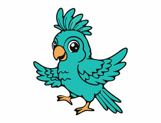 vector cartoon bird with a flower