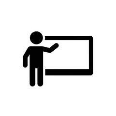 Vector icon of a person presenting information on a board  