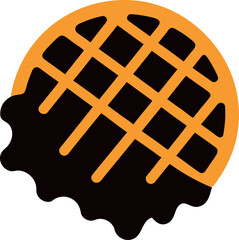 Chocolate-Dipped Waffle Grid in Minimalist Line Illustration