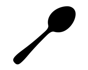 Simple minimalistic black silhouette illustration of a spoon on a white background