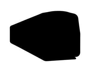 Abstract geometric shape in black, a stark silhouette on white background