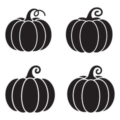 Four Black Silhouette Pumpkins With Stems autumn fall