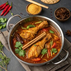 Top view of spicy chicken curry pot, Chicken legs curry, indian chicken dump stick curry top view, chicken dish top view transparent png