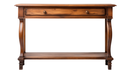 Elegant antique wooden console table with decorative drawer and shelf adds classic charm to any home