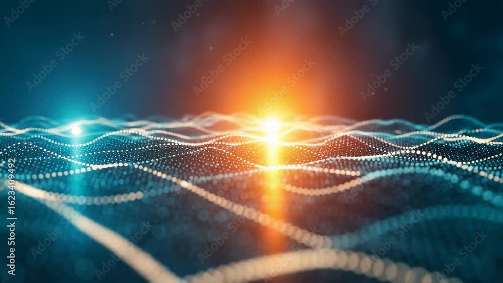 Poster vibrant abstract digital landscape with glowing waves of light showcasing a futuristic environment t