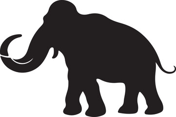 Fototapeta premium Silhouette Style Vector Mammoth Logo Icon – Minimal Prehistoric Animal Symbol for Ice Age, Paleontology, or Adventure Branding, Monochrome Woolly Elephant Graphic Design for Print, Web, and Merchandis