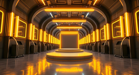 3d render of abstract background, corridor, tunnel, virtual reality space