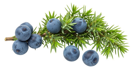 Isolated Juniper Berries and Branch