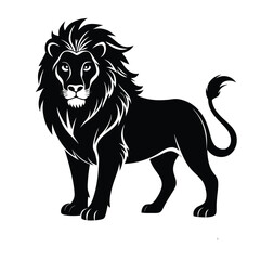Fototapeta premium Majestic Lion Silhouette: A striking silhouette of a regal lion, with its prominent mane and powerful stance, embodies the essence of strength and courage.