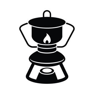 black camping lantern with flame clip art preview