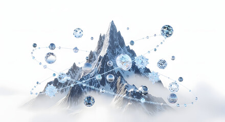 Mountain abstract landscape design network connection geometric shapes modern art wallpaper background generated with ai