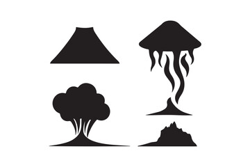 Four silhouettes of volcanic eruptions and related phenomena