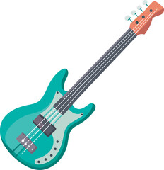 vector flat color bass guitar in dark green on the white background