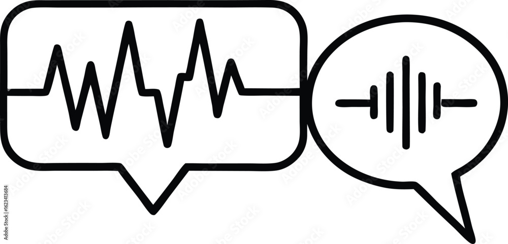 Poster speech bubble with sound wave and audio visualization isolated on transparent background