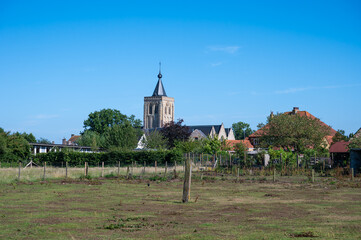The Saint Audomarus catholic church in the rural village of Alveringem, West Flanders, Belgium